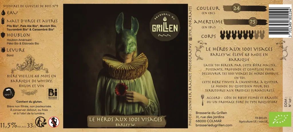etiquette bière barley wine brasserie du grillen