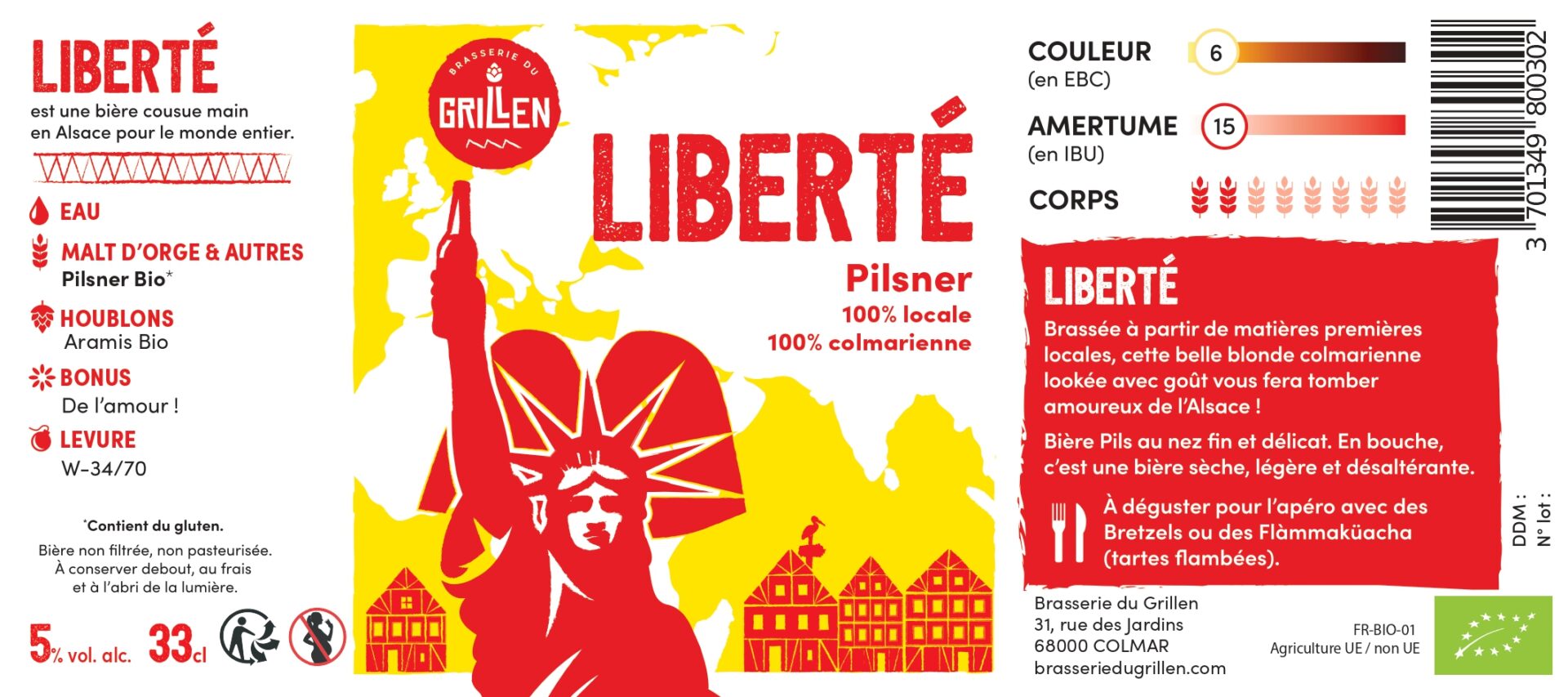 etiquette de la bière liberté de la brasserie du grillen