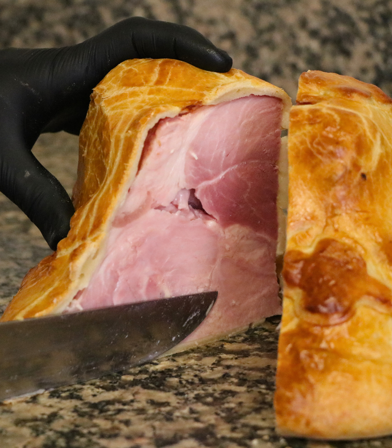 intérieur d'un jambon en croûte