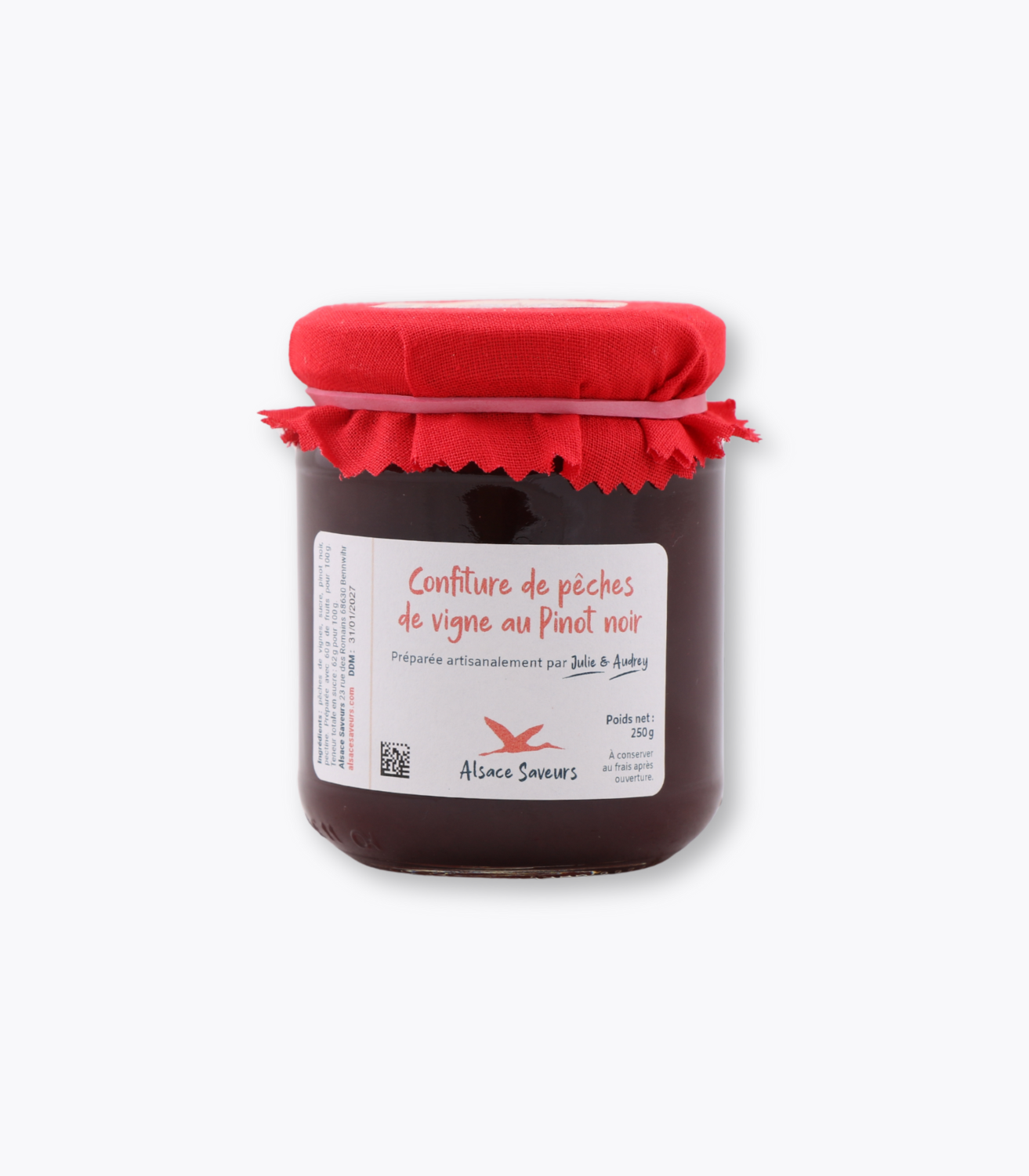 confiture de pêches de vigne au pinot noir 250g