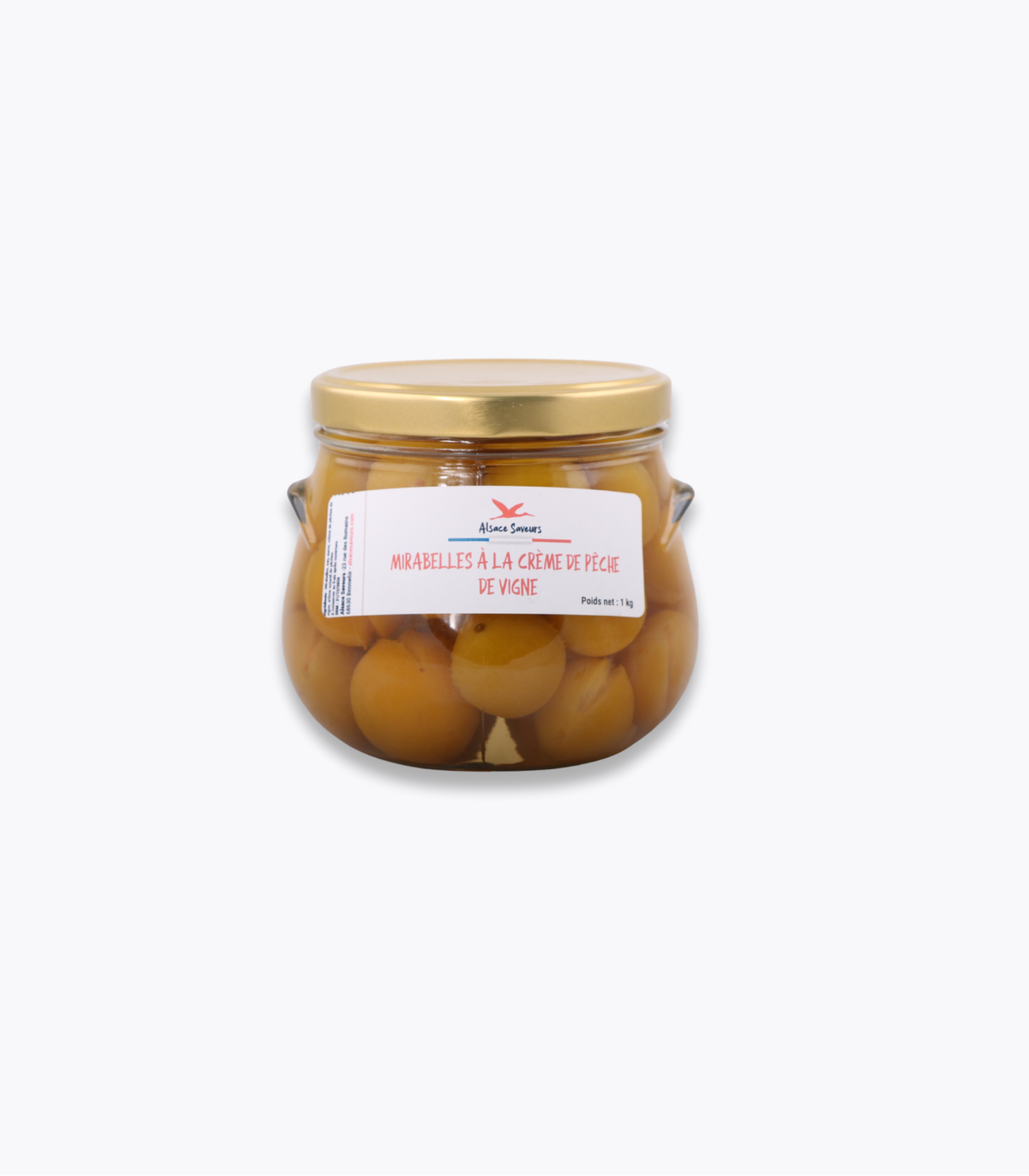 bocal de pêches de vigne à la mirabelle