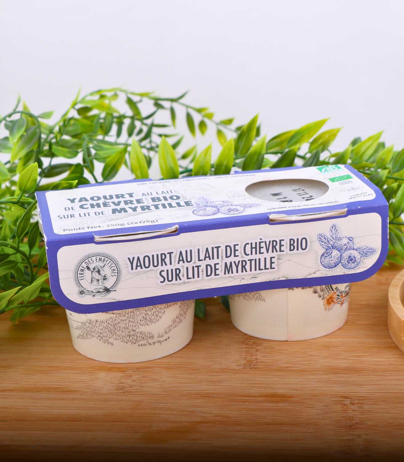 lot de 2 yaourts fermier à la chèvre et myrtille