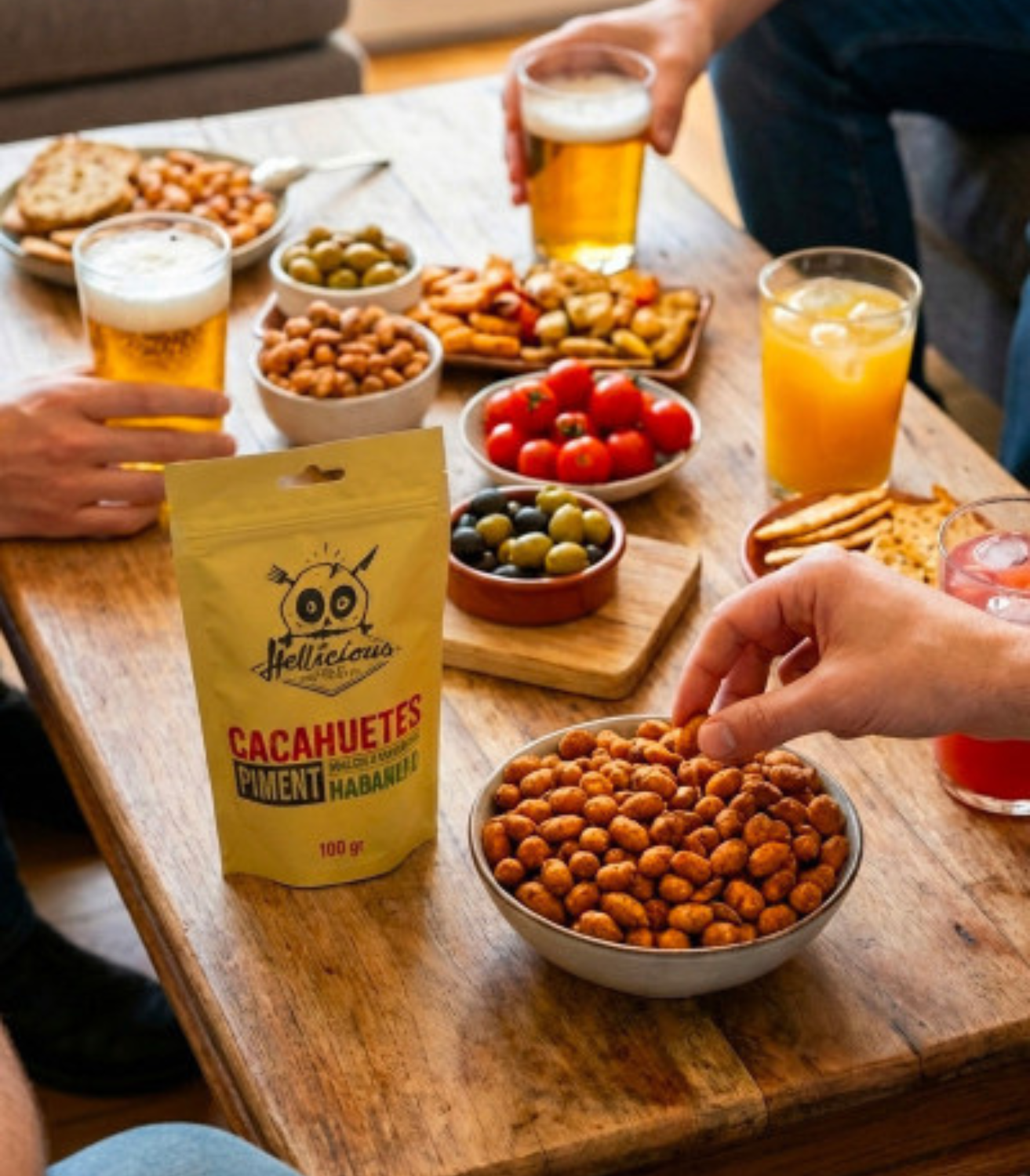 assortiment apéritif cacahuètes au piment